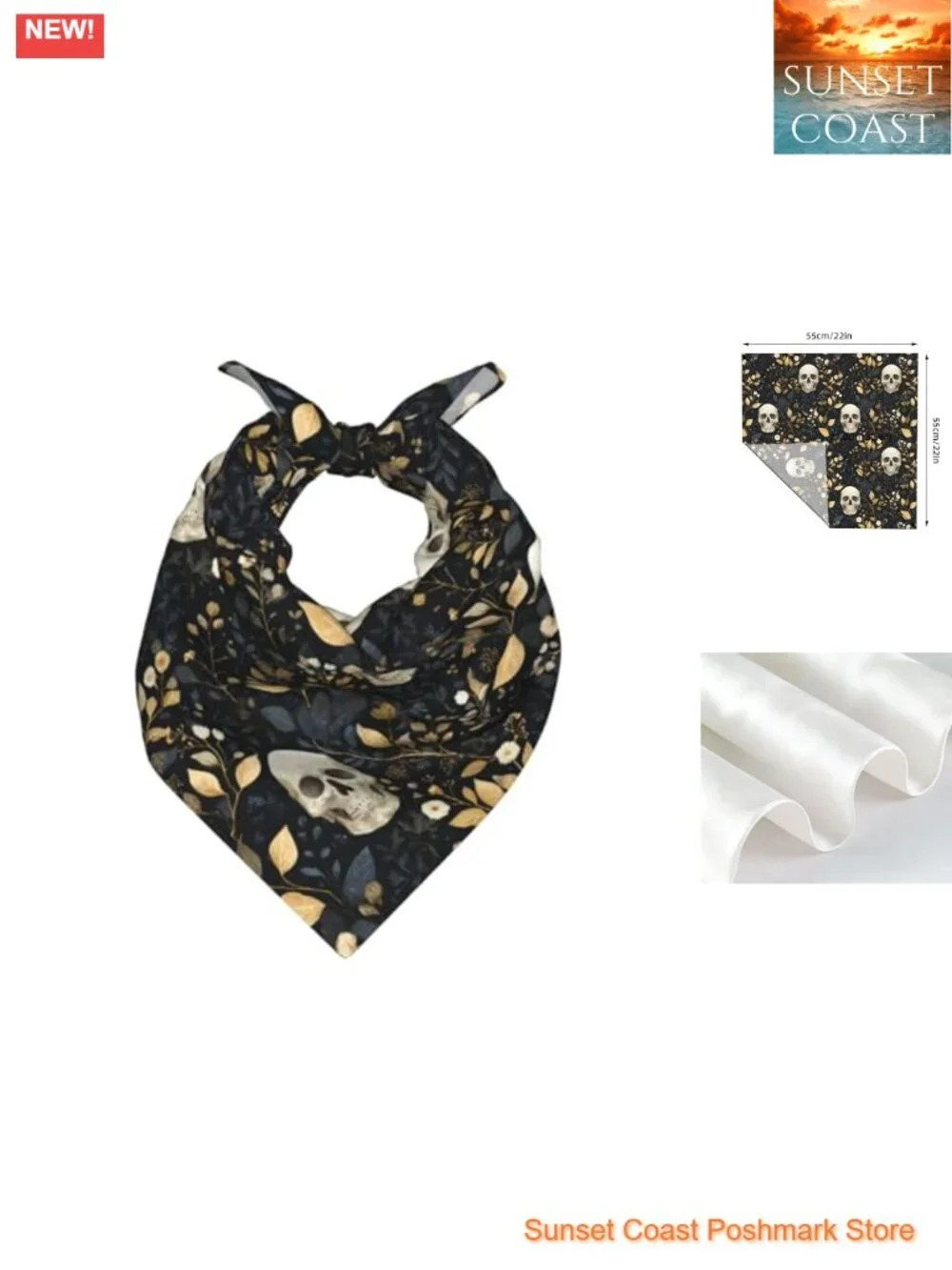 Silk Satin Square Fashion Scarf, Hair Wrap & Handbag Accessory, Neckerchief
